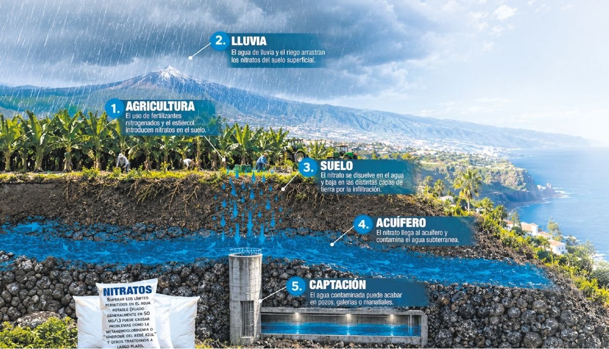 Los niveles de nitrato en aguas subterráneas plantean desafíos en las Islas Canarias